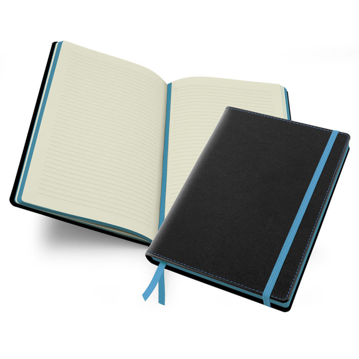 Accent Notebook in Black and Sky Blue