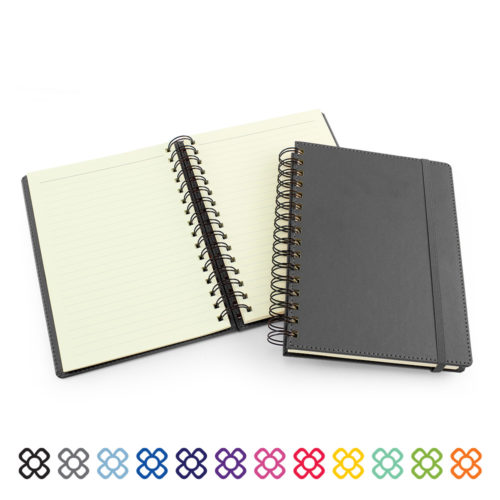 UK Made A5 Wiro Notebook in a choice of 12 colours.
