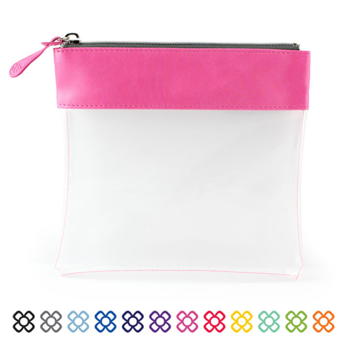 Clear Zipped Travel Pouch with a choice of colours to the top trim.