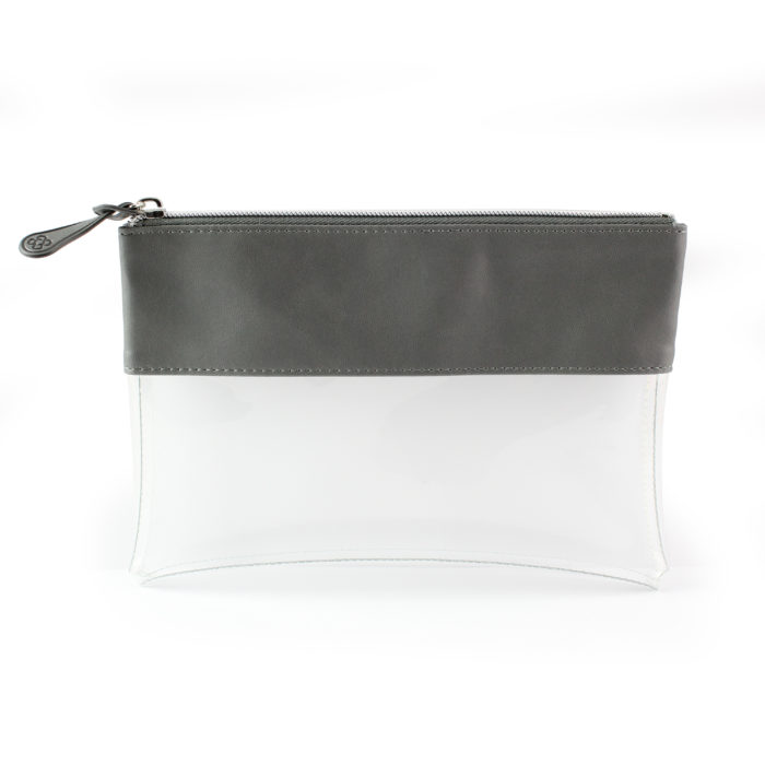 Dark Grey Clear Pouch ideal as a travel pouch or pencil case.