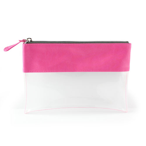 Hot Pink Clear Pouch ideal as a travel pouch or pencil case.