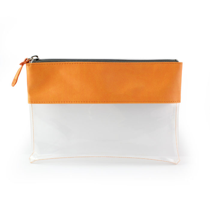 Orange Clear Pouch ideal as a travel pouch or pencil case.