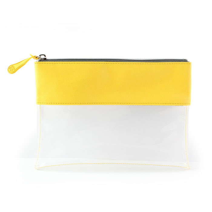 Sunflower Yellow Clear Pouch ideal as a travel pouch or pencil case.