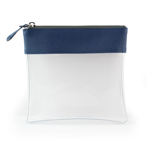 Blue Recycled Large Zipped Travel Pouch in a choice of 5 colours. Clear body for ease of finding your accessories.