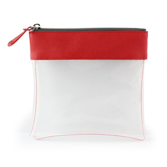 Red Recycled Large Zipped Travel Pouch in a choice of 5 colours. Clear body for ease of finding your accessories.