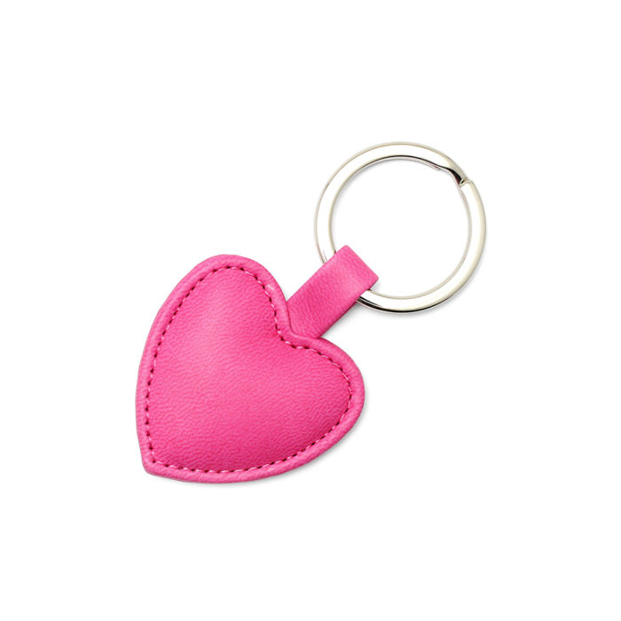 Hot Pink Heart Shaped Key Fob, in a soft touch vegan finish.