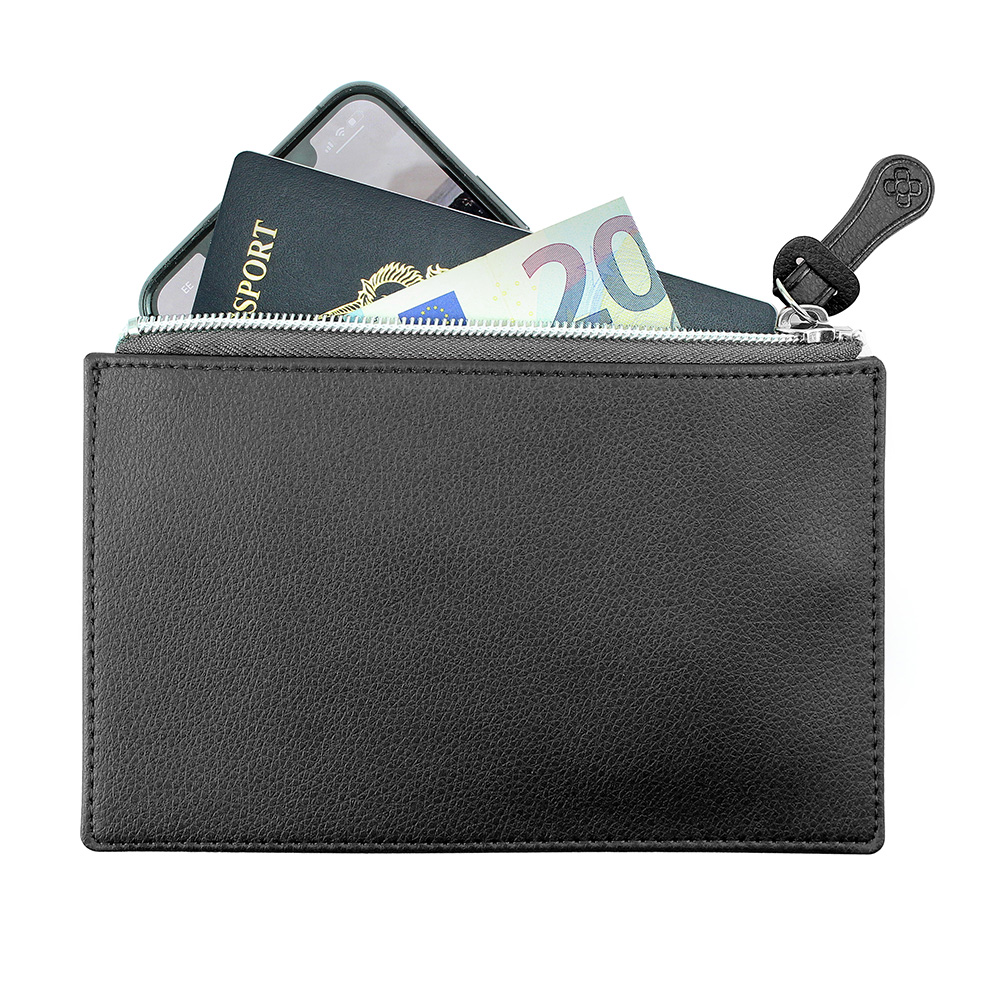 Black Small Travel or Accessory Pouch in Recycled Como