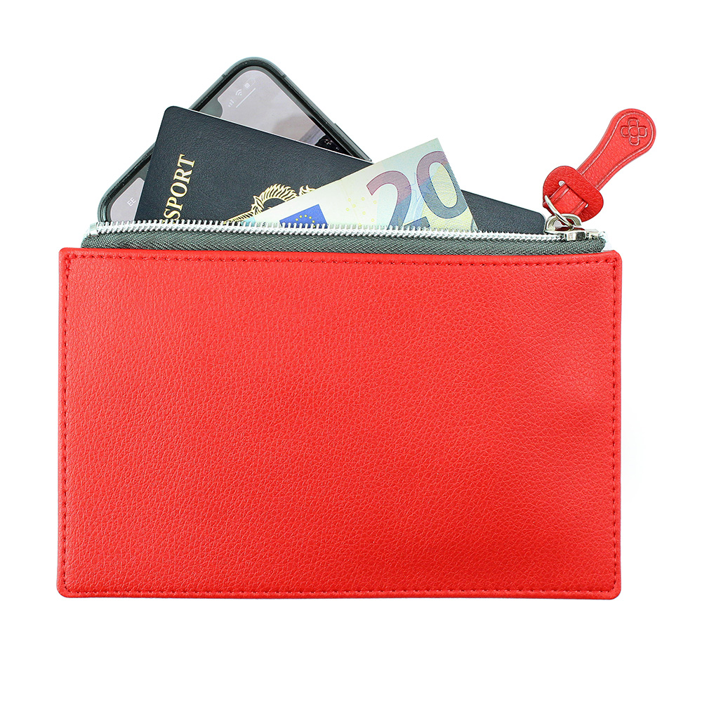 Red Small Travel or Accessory Pouch in Recycled Como