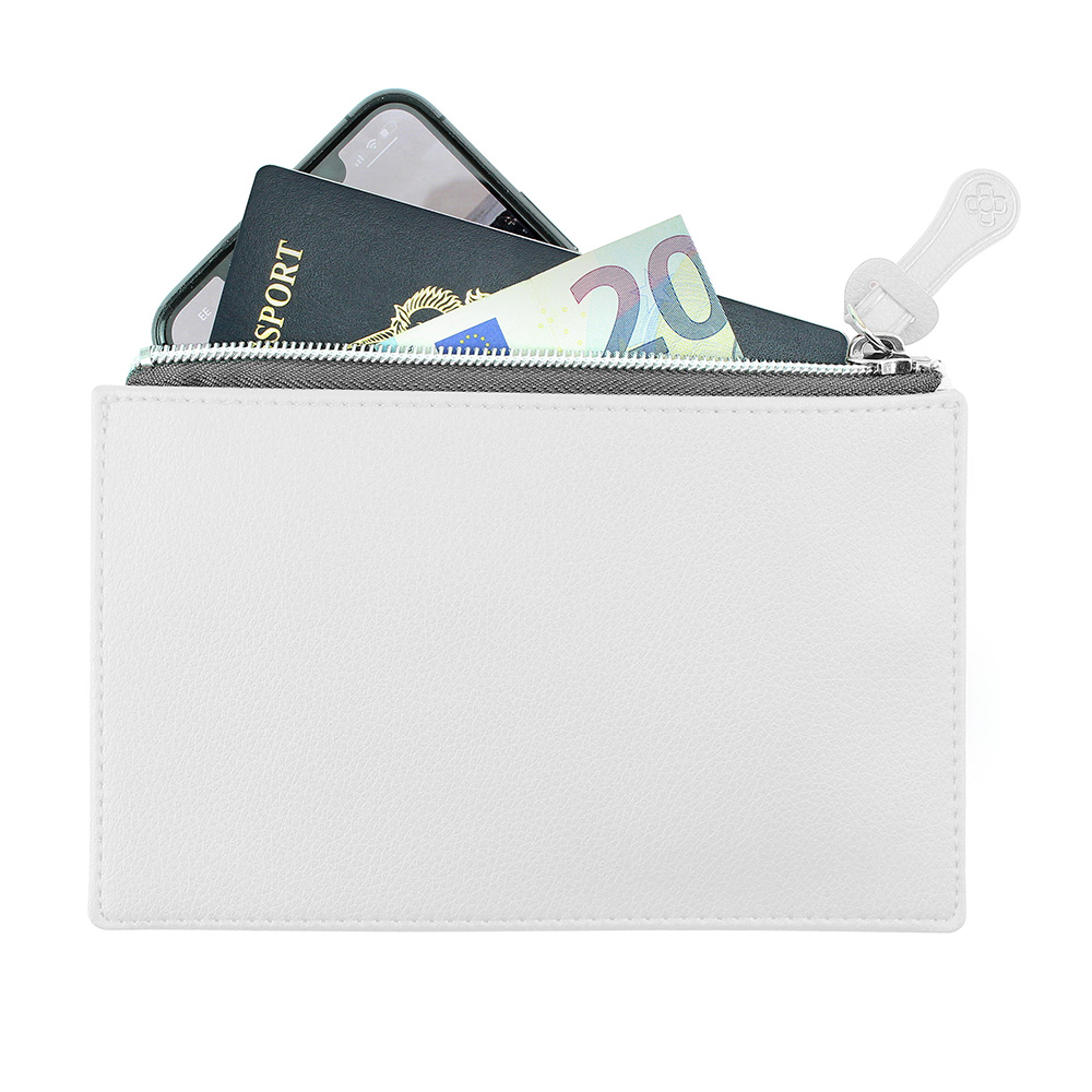 White Small Travel or Accessory Pouch in Recycled Como