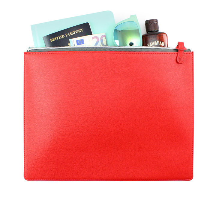 Red Cesca Large Zipped Travel Pouch.