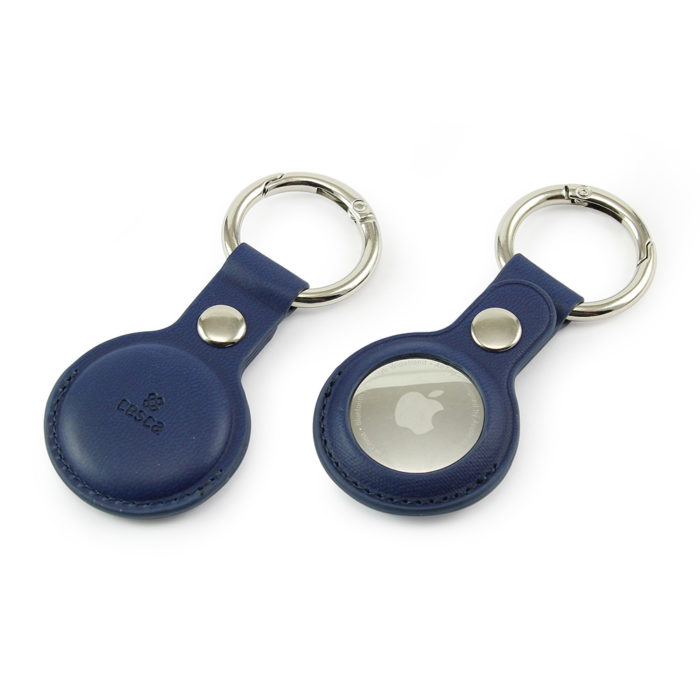 Marine Navy AirTag Key Fob in Vegan Soft touch with easy open ring.