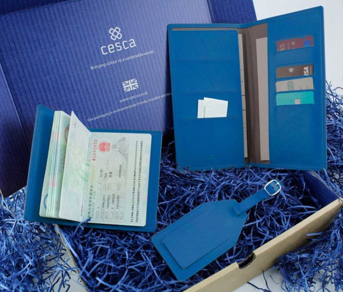 Azure Travel Gift Set in a vegan our soft touch material.