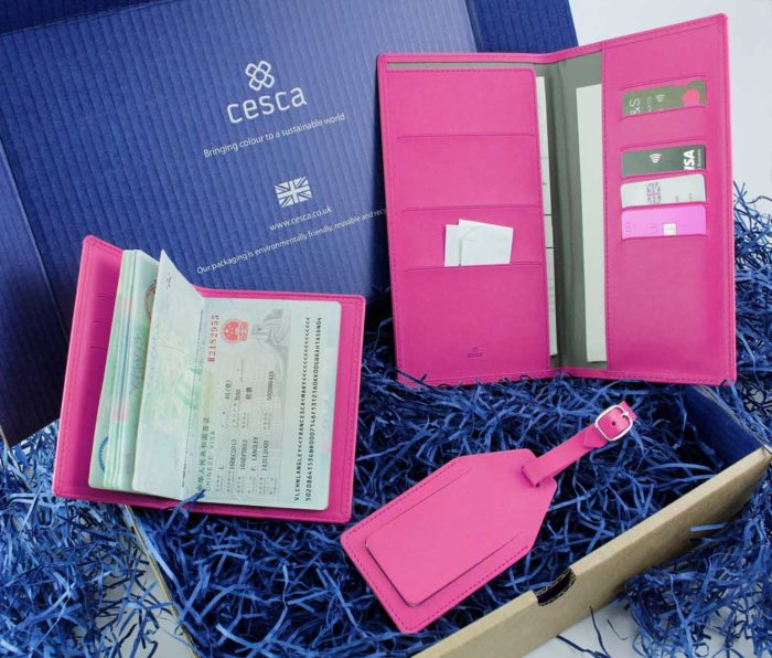 Hot Pink Travel Gift Set in a vegan our soft touch material.